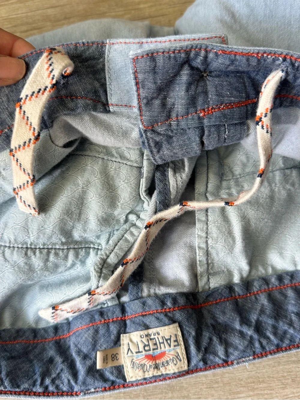 Faherty Mens Light Blue Flat Front Linen Blend Shorts Size 38
